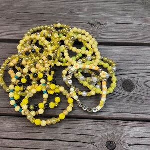 Yellow Themed Elastic Bracelets Set Of 20